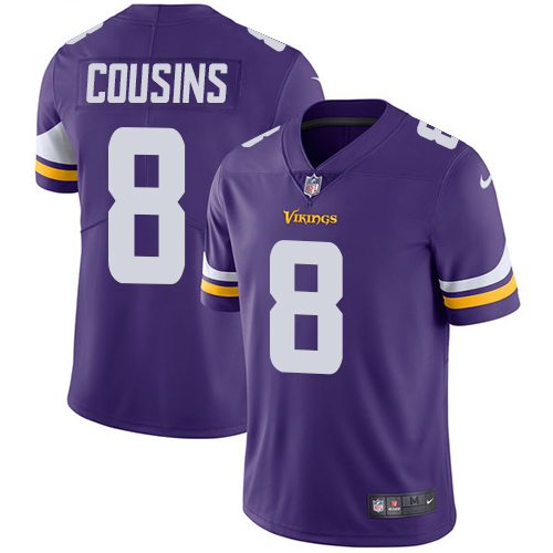 Nike Vikings #8 Kirk Cousins Purple Team Color Youth Stitched NFL Vapor Untouchable Limited Jersey - Click Image to Close